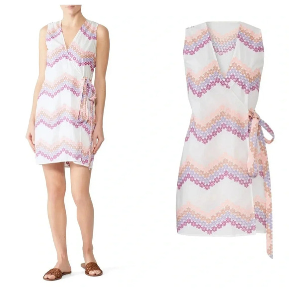 Migulina Ali Embroidered Wrap Dress Sz M 100% Cotton Embroidered - Picture 3 of 6